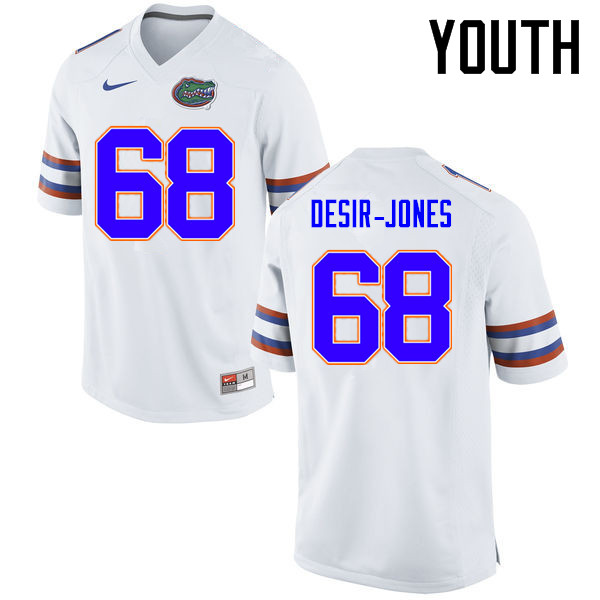 Youth Florida Gators #68 Richerd Desir-Jones College Football Jerseys Sale-White - Click Image to Close